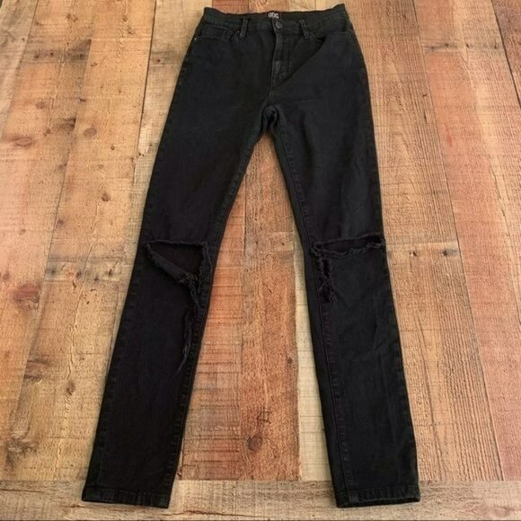 BDG urban outfitters womens size 25 black twig high distressed rise skinny jeans - Picture 1 of 10